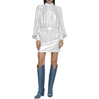 White Polyester Casual Dress