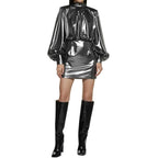 Silver Polyester Cocktail Dress