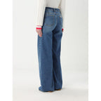 Blue Cotton Flared Jeans