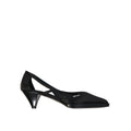 Black Silk Mid Heel Pumps