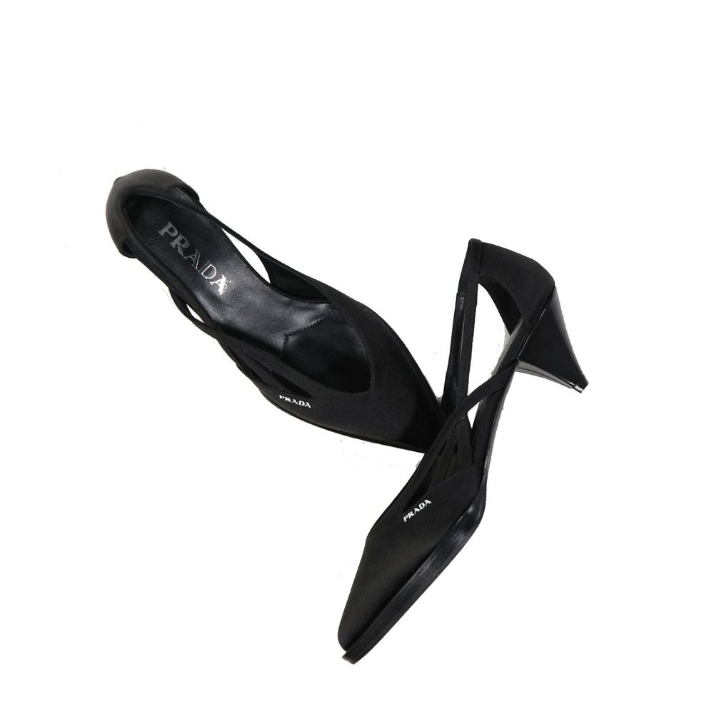 Black Silk Mid Heel Pumps