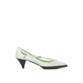 Bicolor Silk Mid Heel Pumps