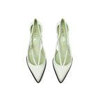 Bicolor Silk Mid Heel Pumps
