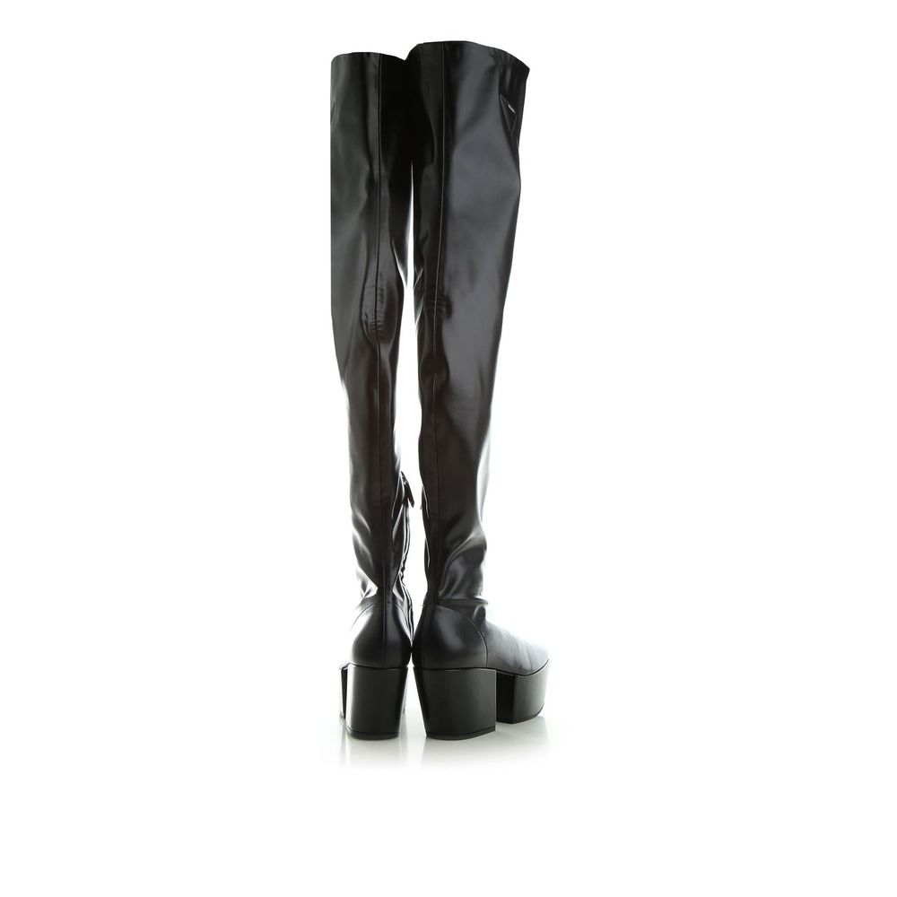 Black Calfskin Over The Knee