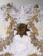 Ivory Lace Silk Embellished Sleeveless  Dress