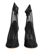 Black Nylon Stretch Mesh Sock Boots Shoes