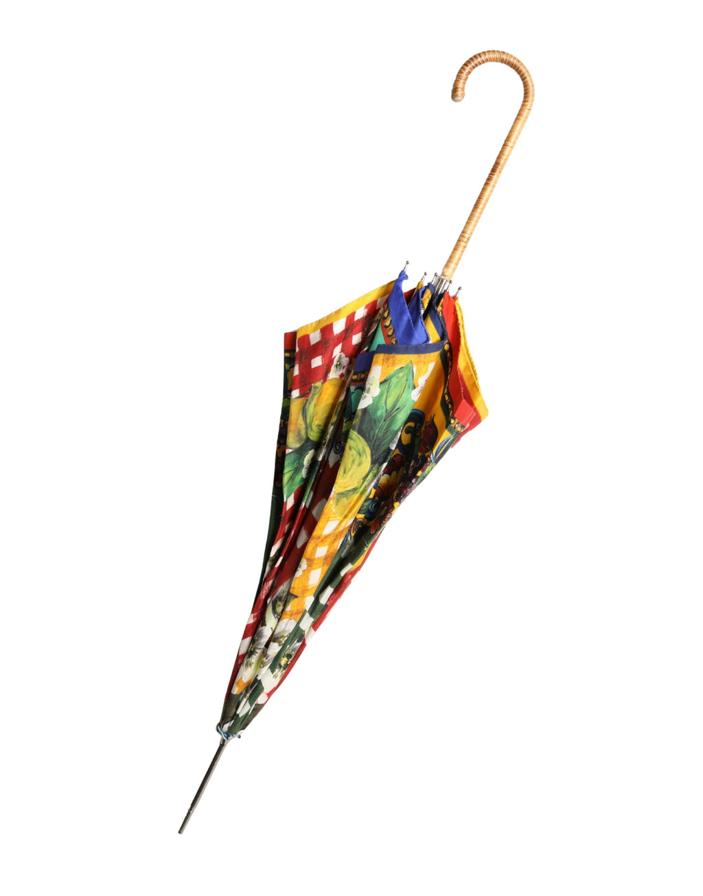 Multicolor Carretto Siciliano Print Collapsible Umbrella