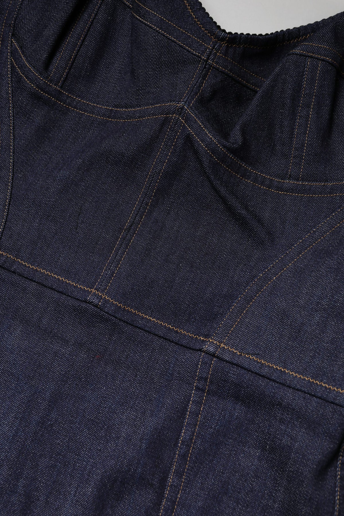 Dark Blue Cotton Denim Sheath Midi Dress
