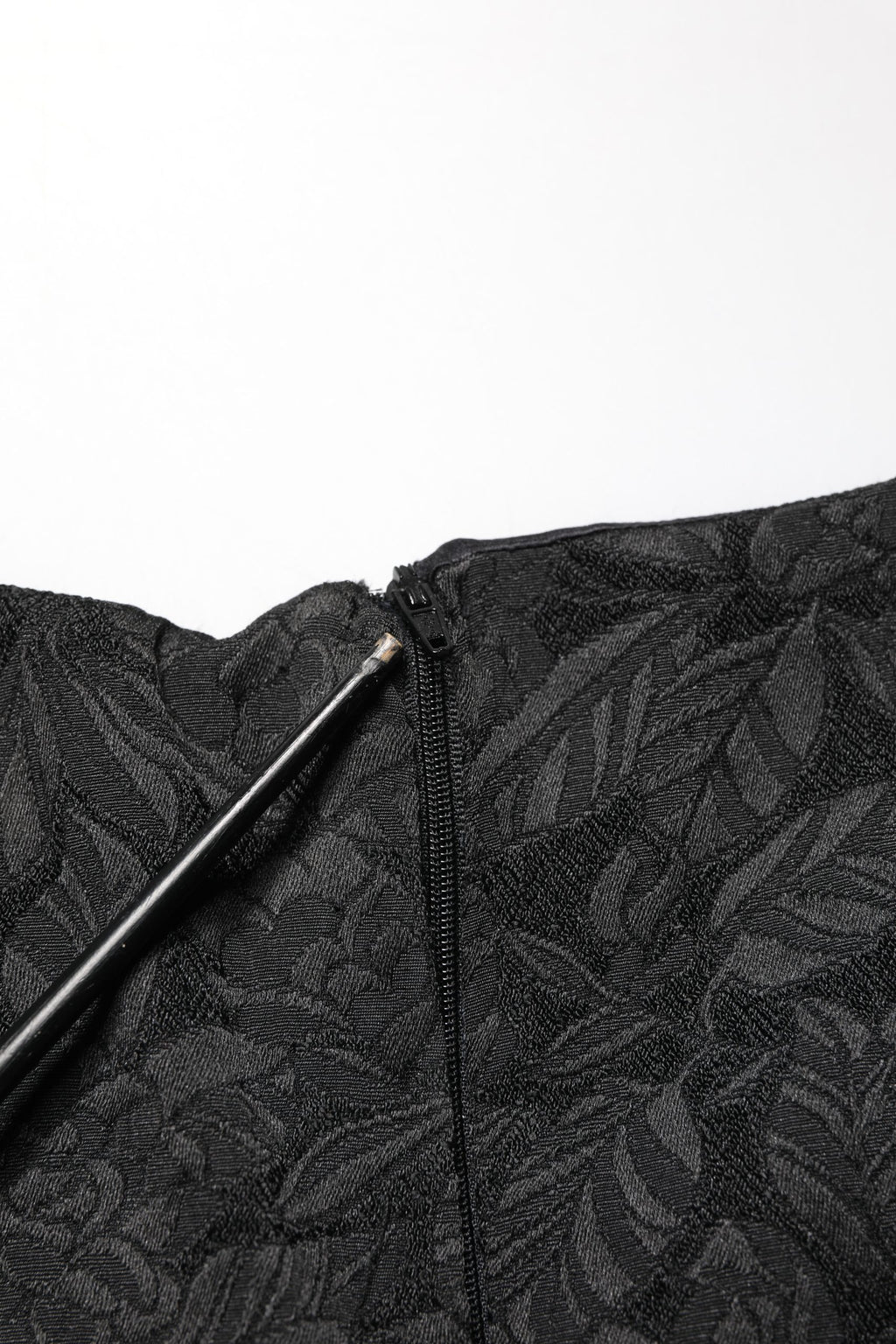 Black Floral Brocade Sheath Knee Length Dress