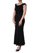 Black Floral Brocade Sheath Mermaid Dress