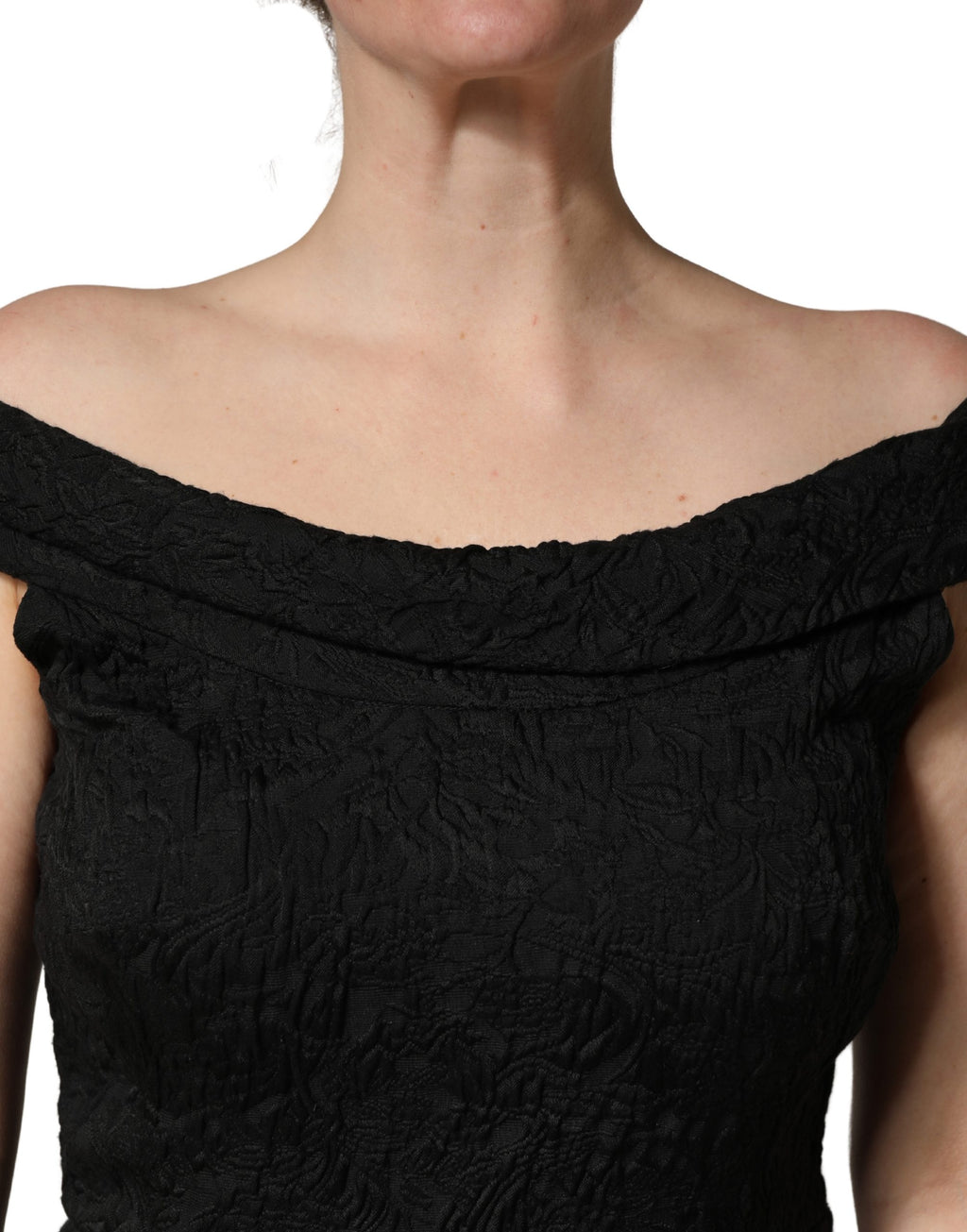 Black Floral Brocade Sheath Mermaid Dress