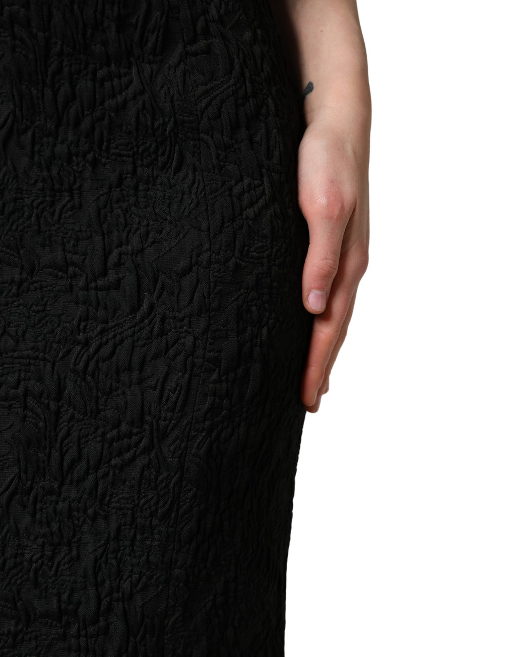 Black Floral Brocade Sheath Mermaid Dress