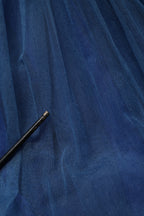 Blue Tulle Midi A-line Sleeveless Dress