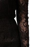 Black Floral Lace Sheath Long Maxi Dress