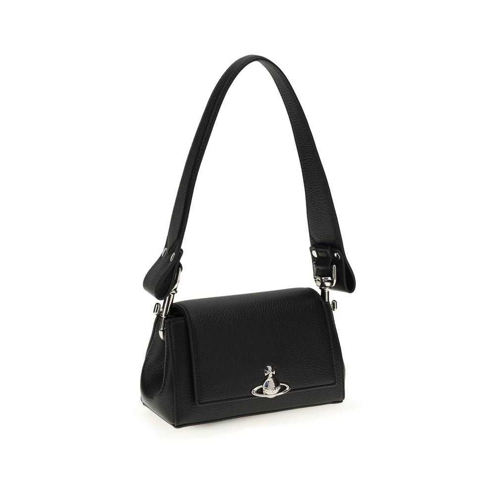 Black Polyurethane Shoulder Bag