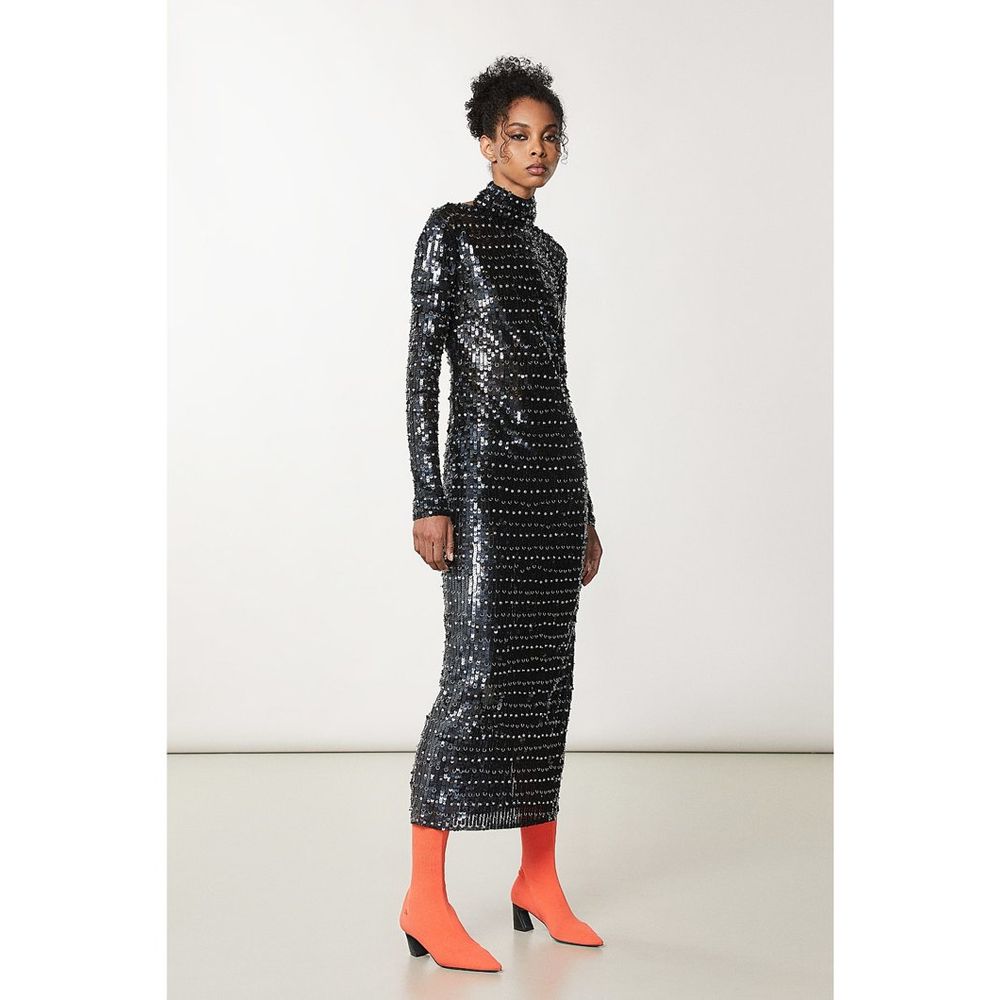 Gold Polyamide Cocktail Dress