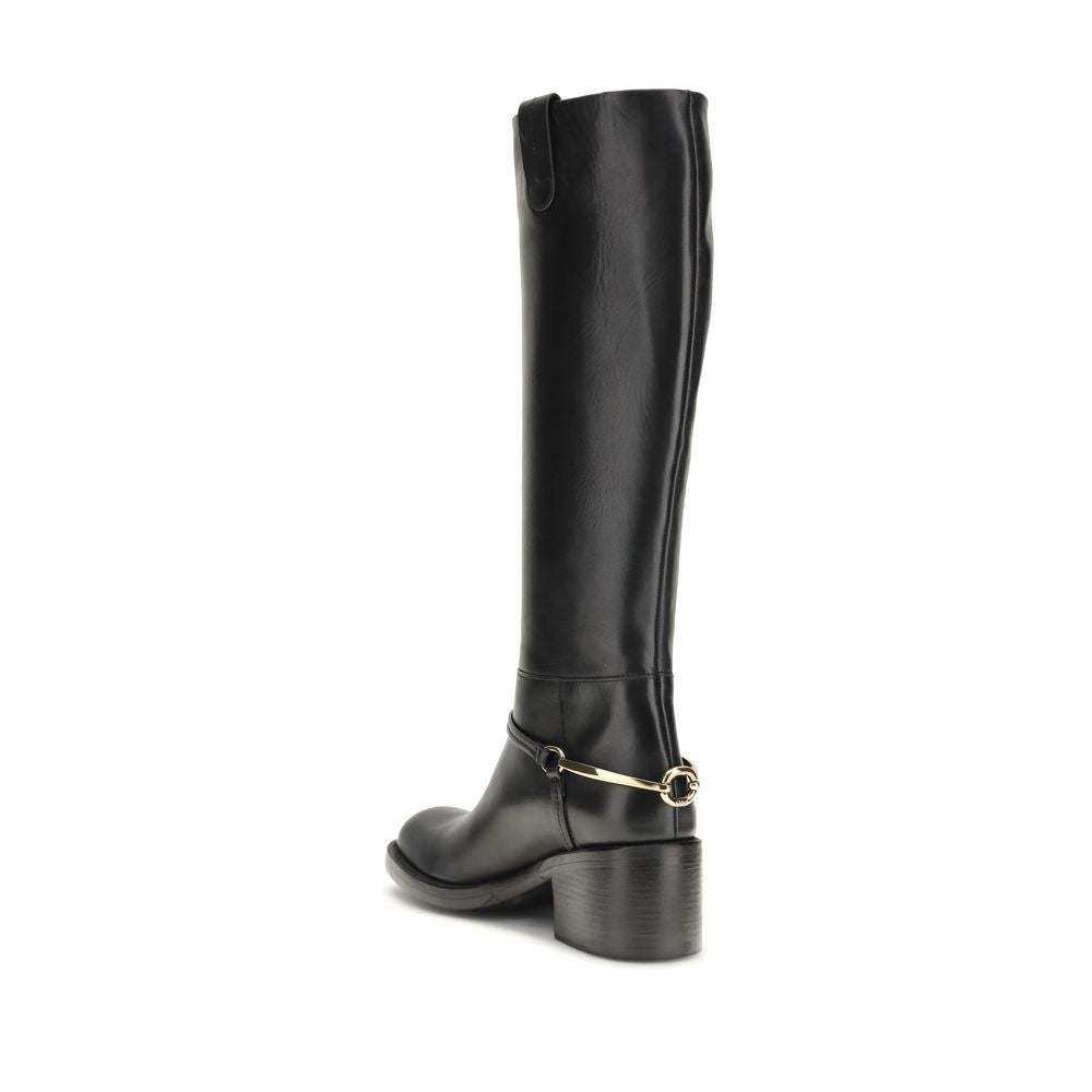 Black Calf Leather Bos Taurus Lace-Up Boots