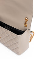 Taupe Quilted Leather Shoulder Strap Bag