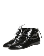 Black Leather AnkleBoots Shoes