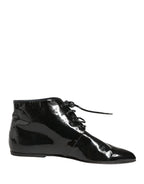 Black Leather AnkleBoots Shoes