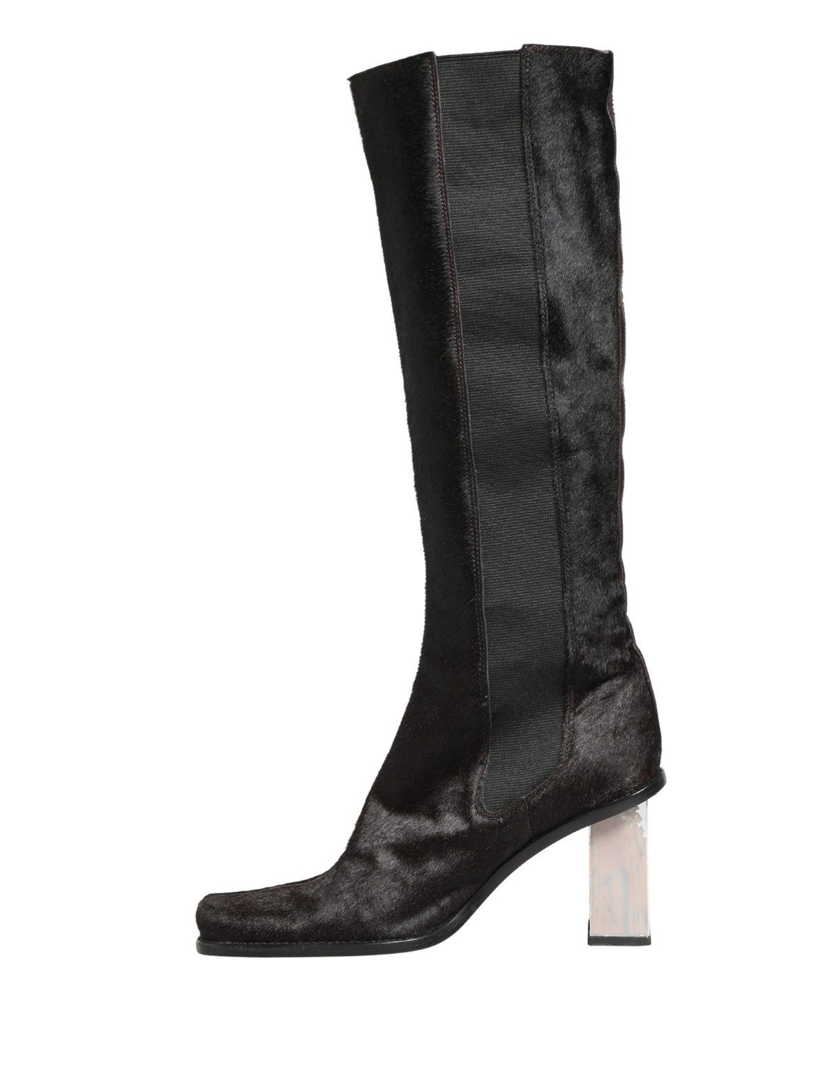 Black Suede Leather Knee High Boots Shoes