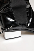 Black Patent Leather Knee High Boots Shoes