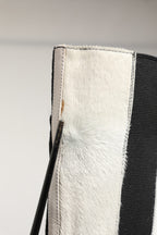 White Black Leather Knee High Boots Shoes