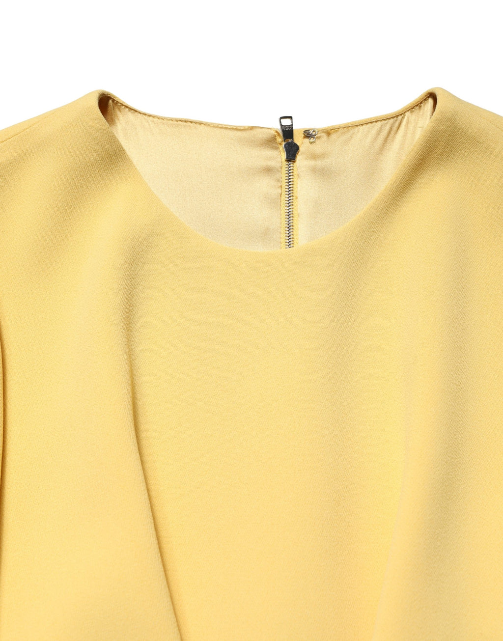 Yellow Short-Sleeved Crew Neck Midi Dress