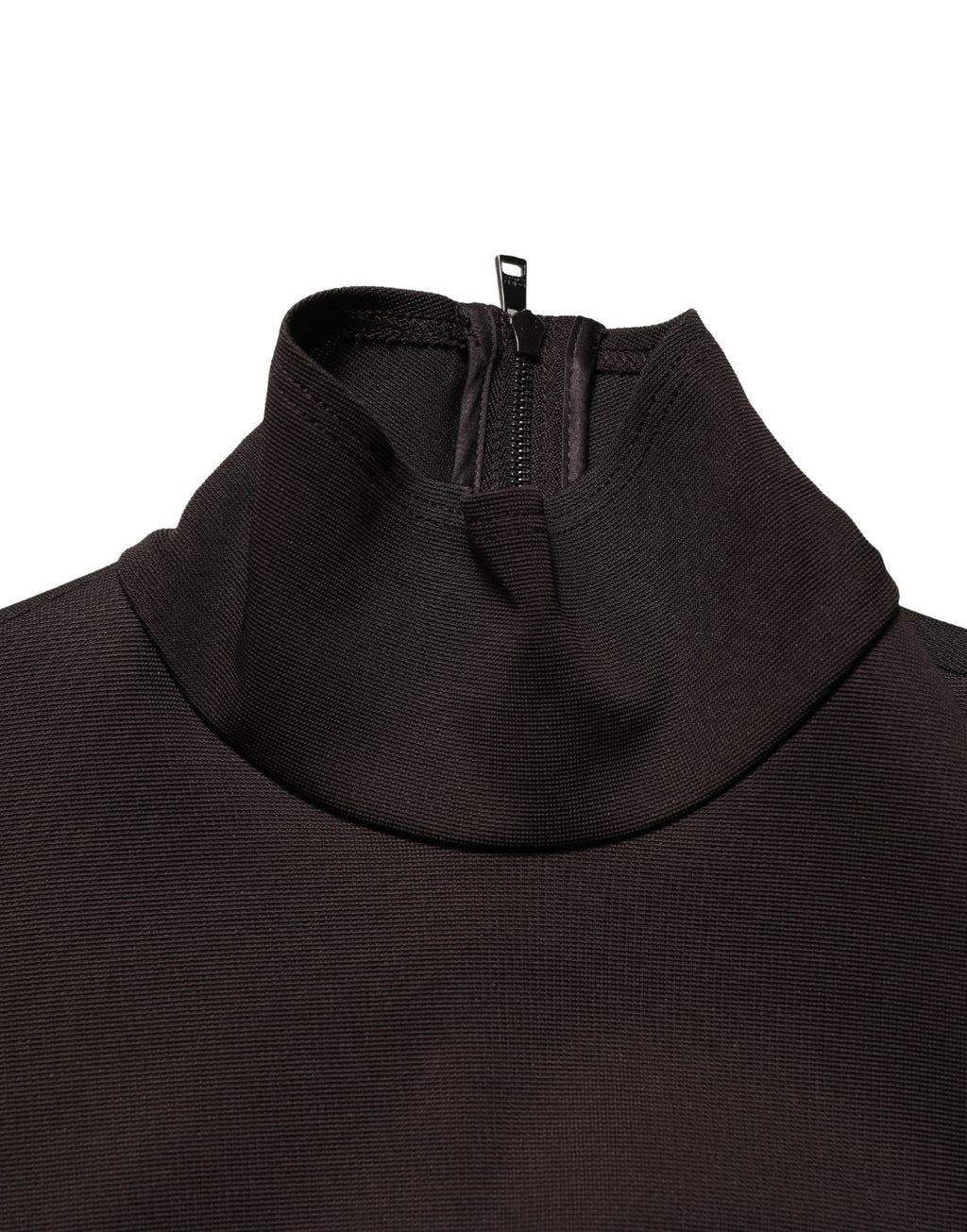 Brown Turtleneck Jersey Long Maxi Dress