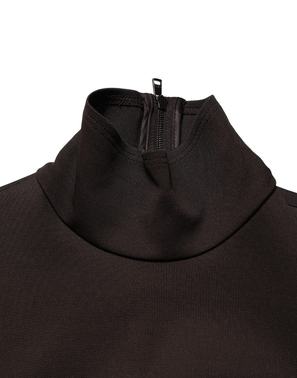 Brown Turtleneck Jersey Long Maxi Dress