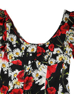Black Floral Silk Long Sleeves Gown Dress