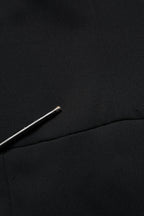 Black Silk Button Bodice Sheath Maxi Dress