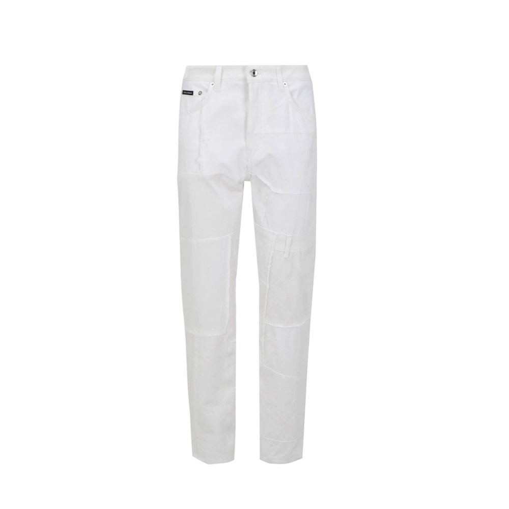 White Cotton Relaxed Fit Jeans
