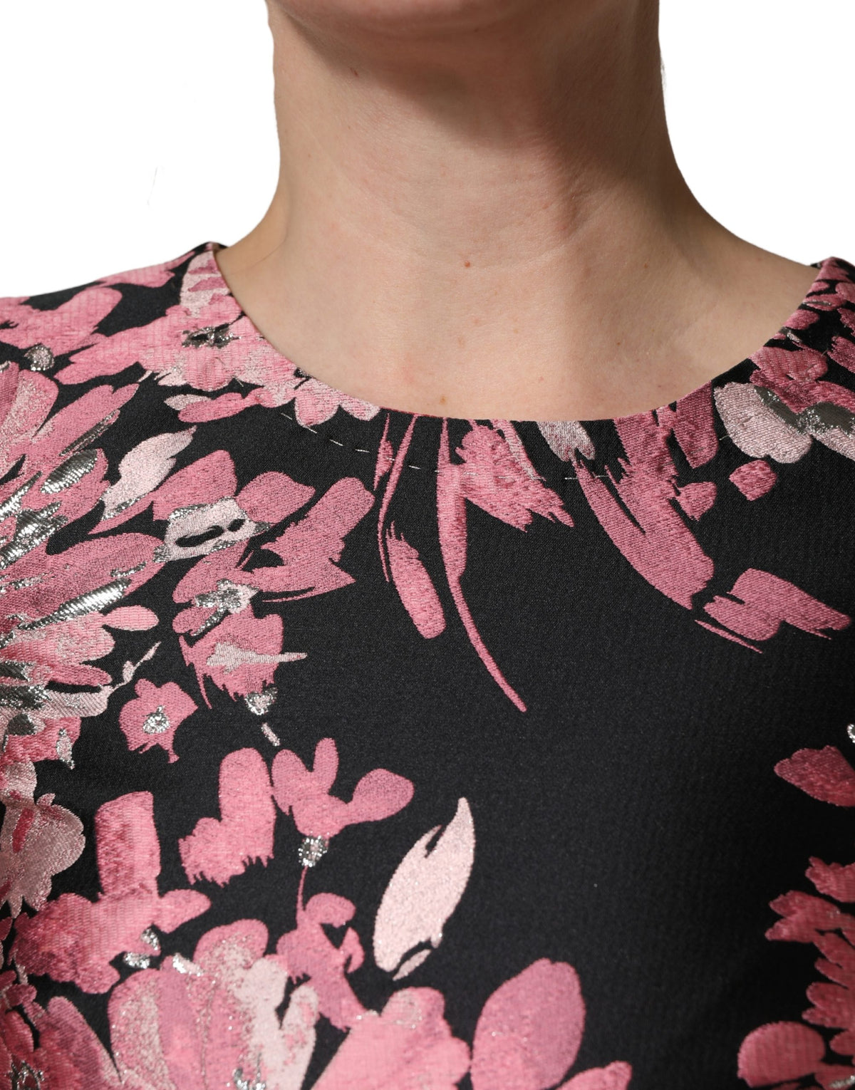 Multicolor Floral Brocade A-line Mini Dress