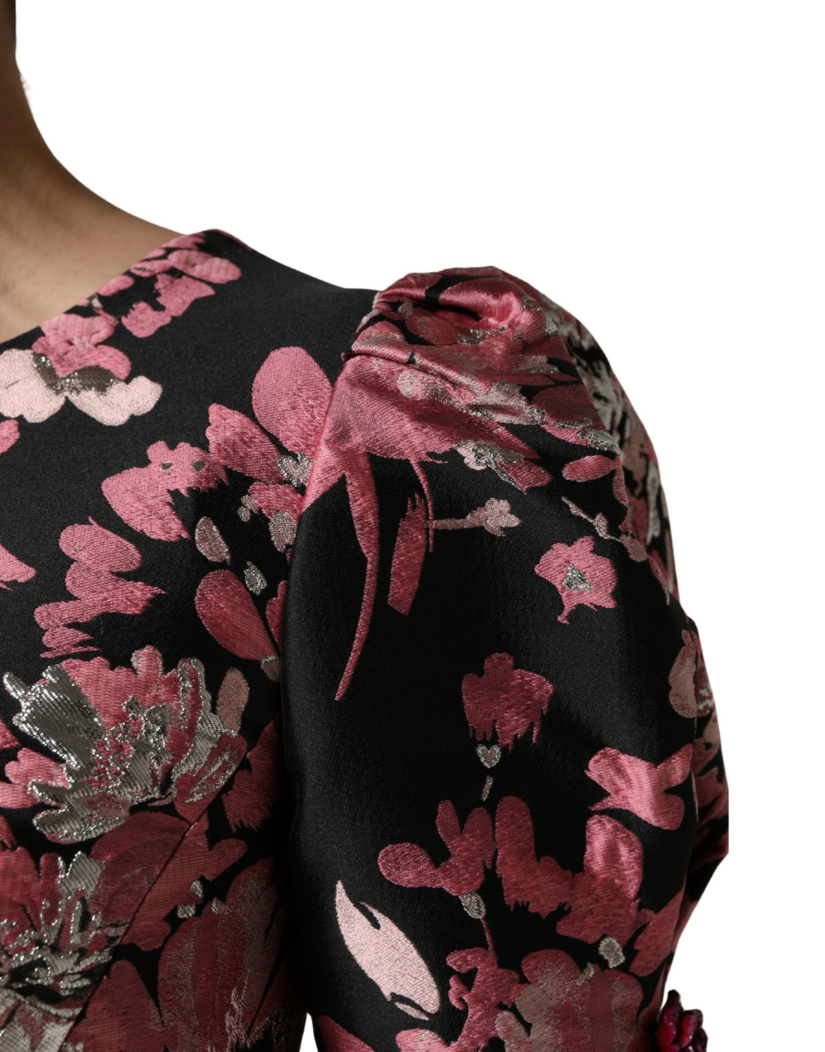 Multicolor Floral Brocade A-line Mini Dress