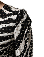 Black White Zebra Rhinestones Mini Dress