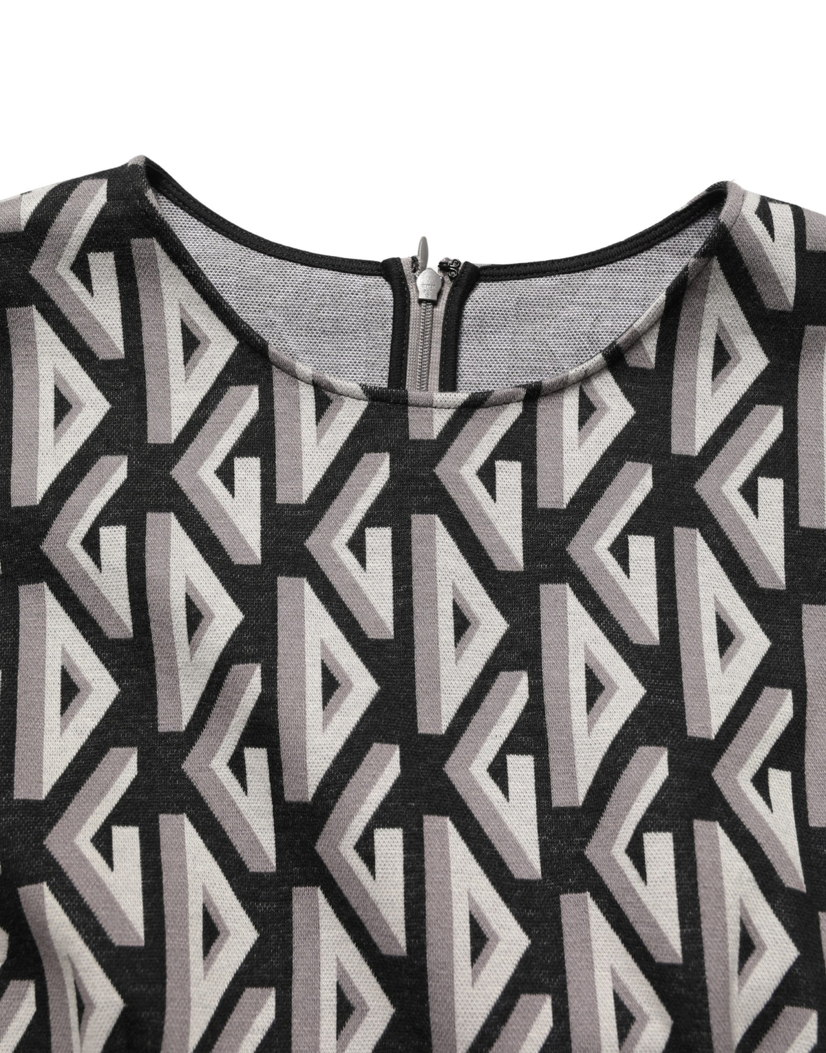 Black Logo Print Cotton Knee Length Dress