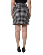 Black White Houndstooth HighWaist Mini Skirt