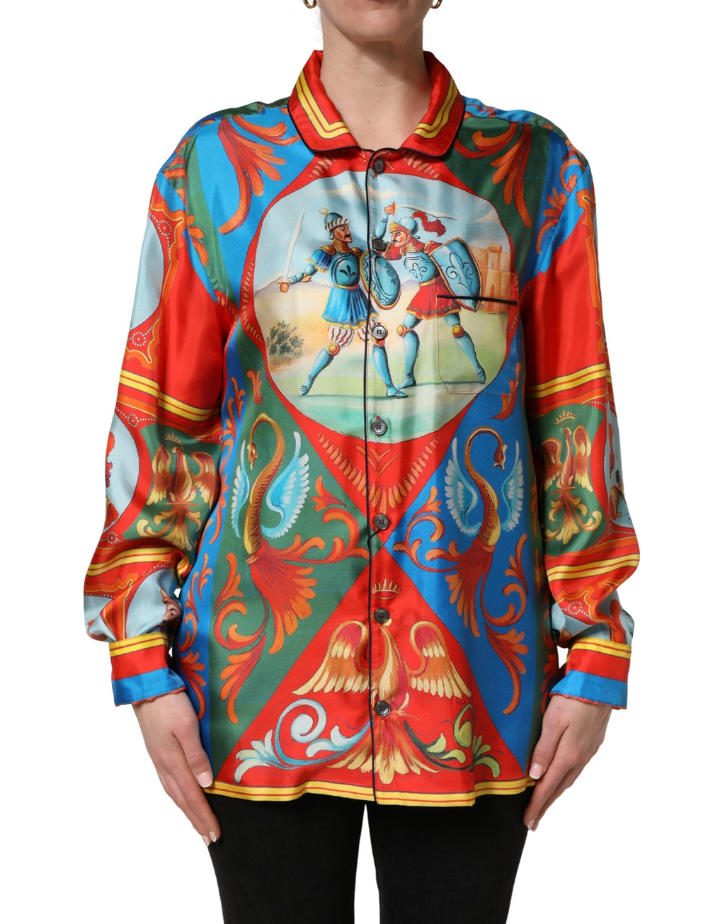 Multicolor Printed Long Sleeve Button Down Shirt Top