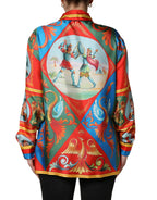 Multicolor Printed Long Sleeve Button Down Shirt Top