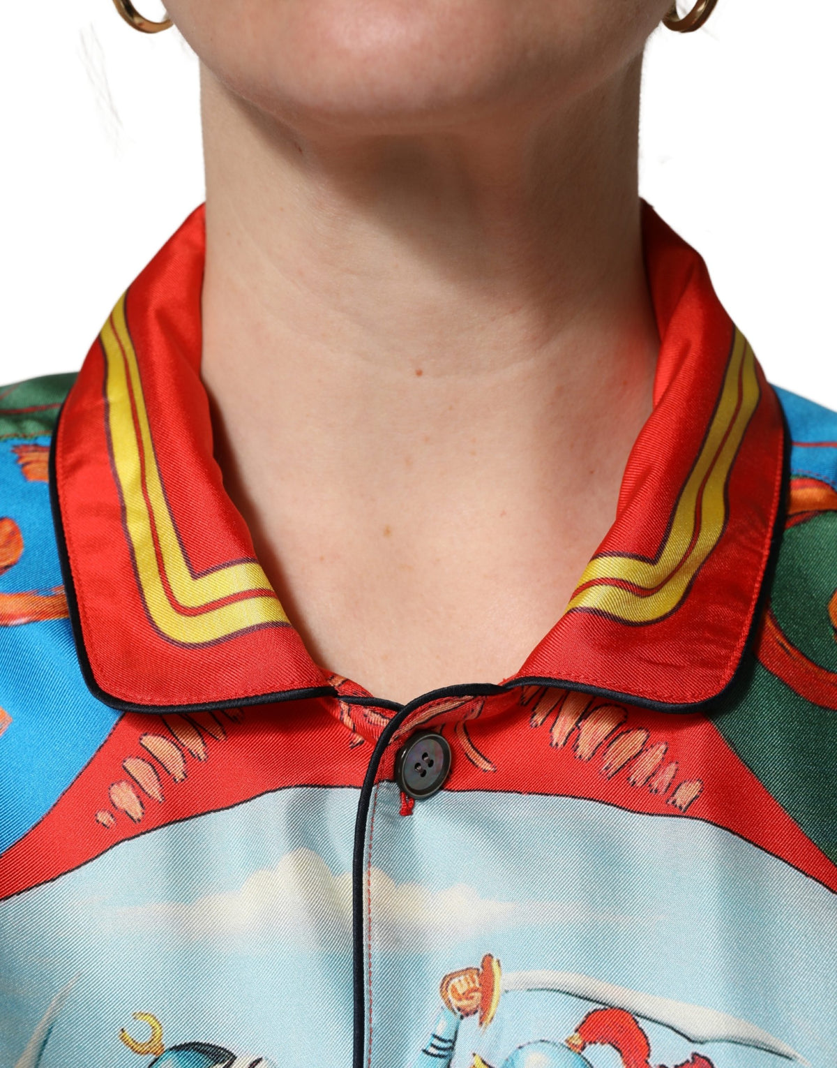 Multicolor Printed Long Sleeve Button Down Shirt Top