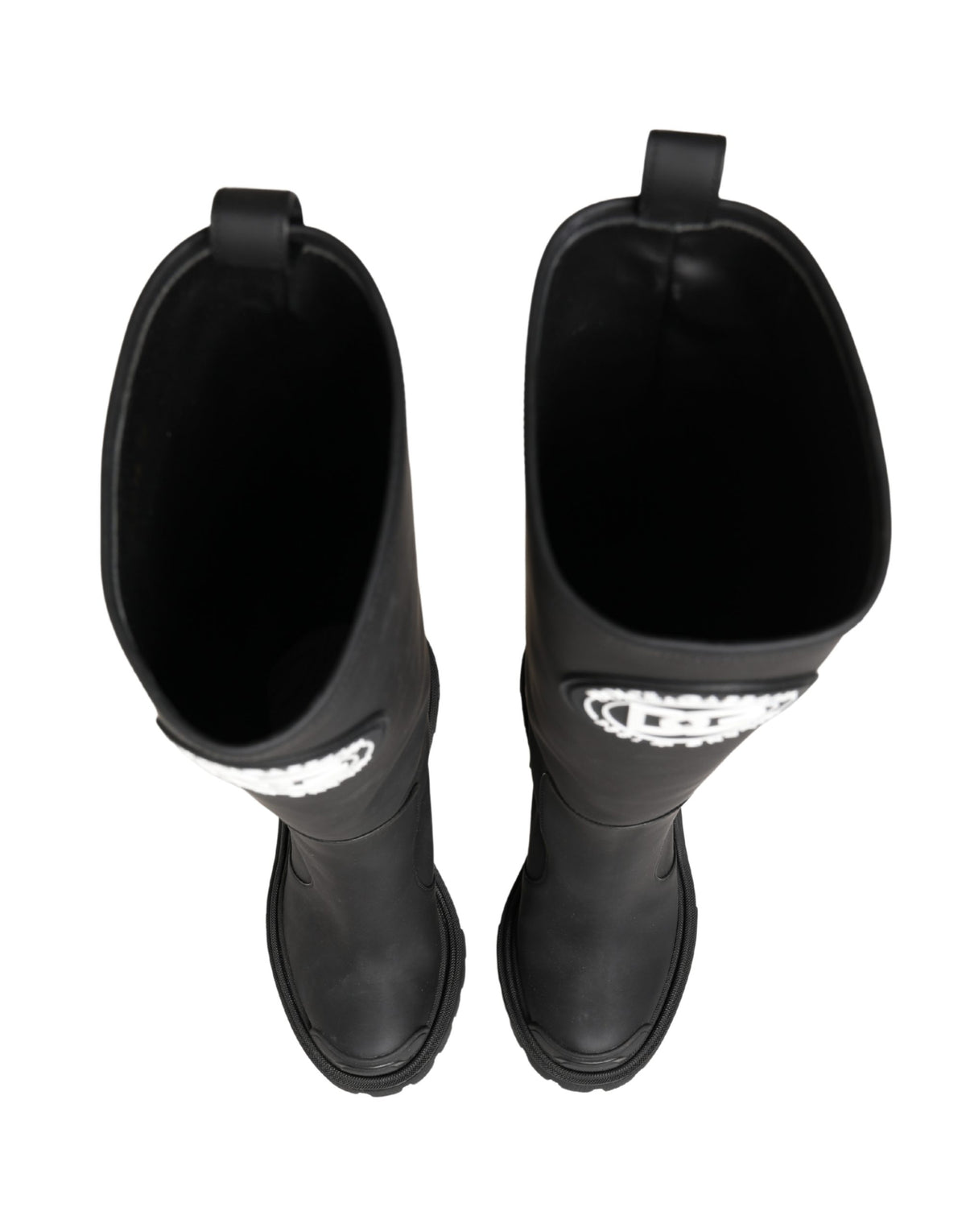 Black Rubberised Leather High Boots Shoes