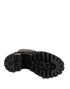 Black Rubberised Leather High Boots Shoes