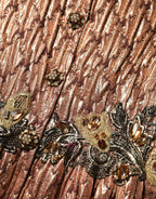 Brown Metallic Crystal Evening Gown Dress