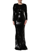 Black Bodycon Mermaid Sequinned Gown Dress