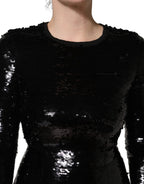Black Bodycon Mermaid Sequinned Gown Dress