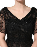 Black Sequinned Mermaid Evening Gown Dress