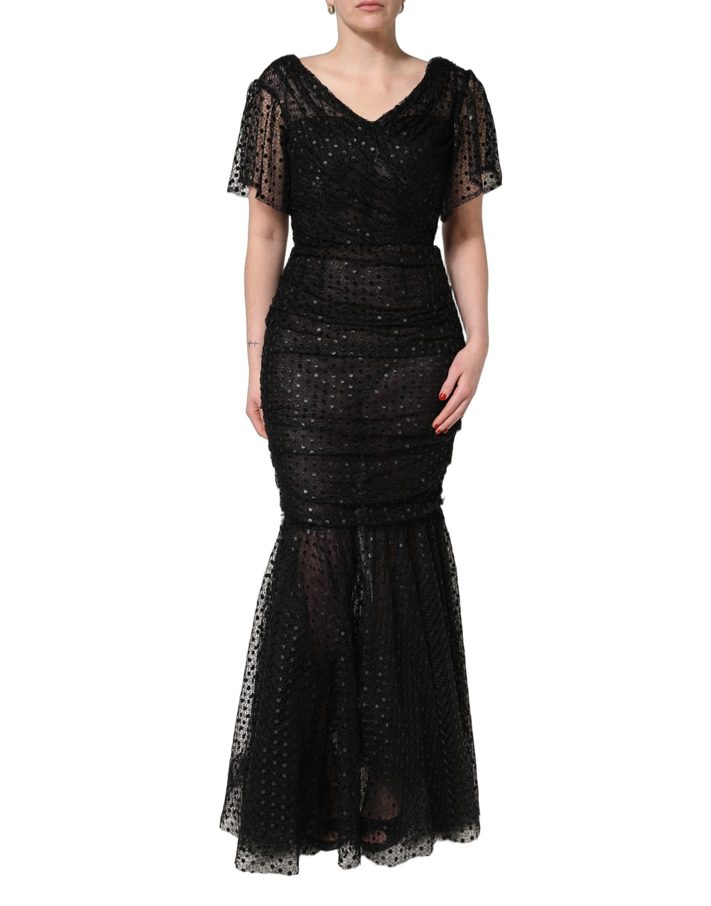Black Sequinned Mermaid Evening Gown Dress