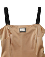 Brown Nylon Blend Cady Sleeveless Mini Dress