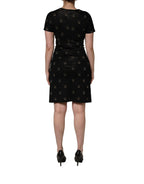 Black DG Crown Short-Sleeve Sheath Dress